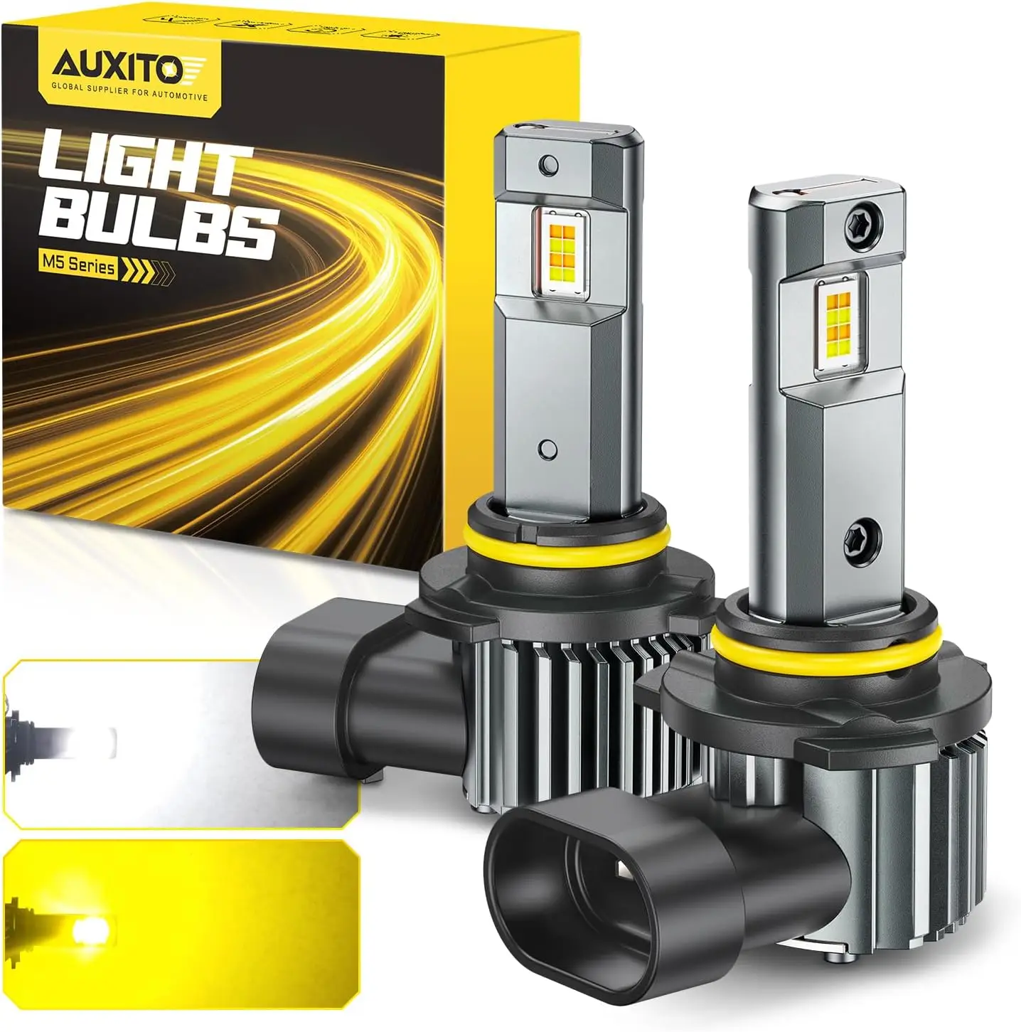 9005 Switchback Light Bulbs – 50,000 Lumens, Dual-Color 6500K Cool White and 3000K Amber Yellow