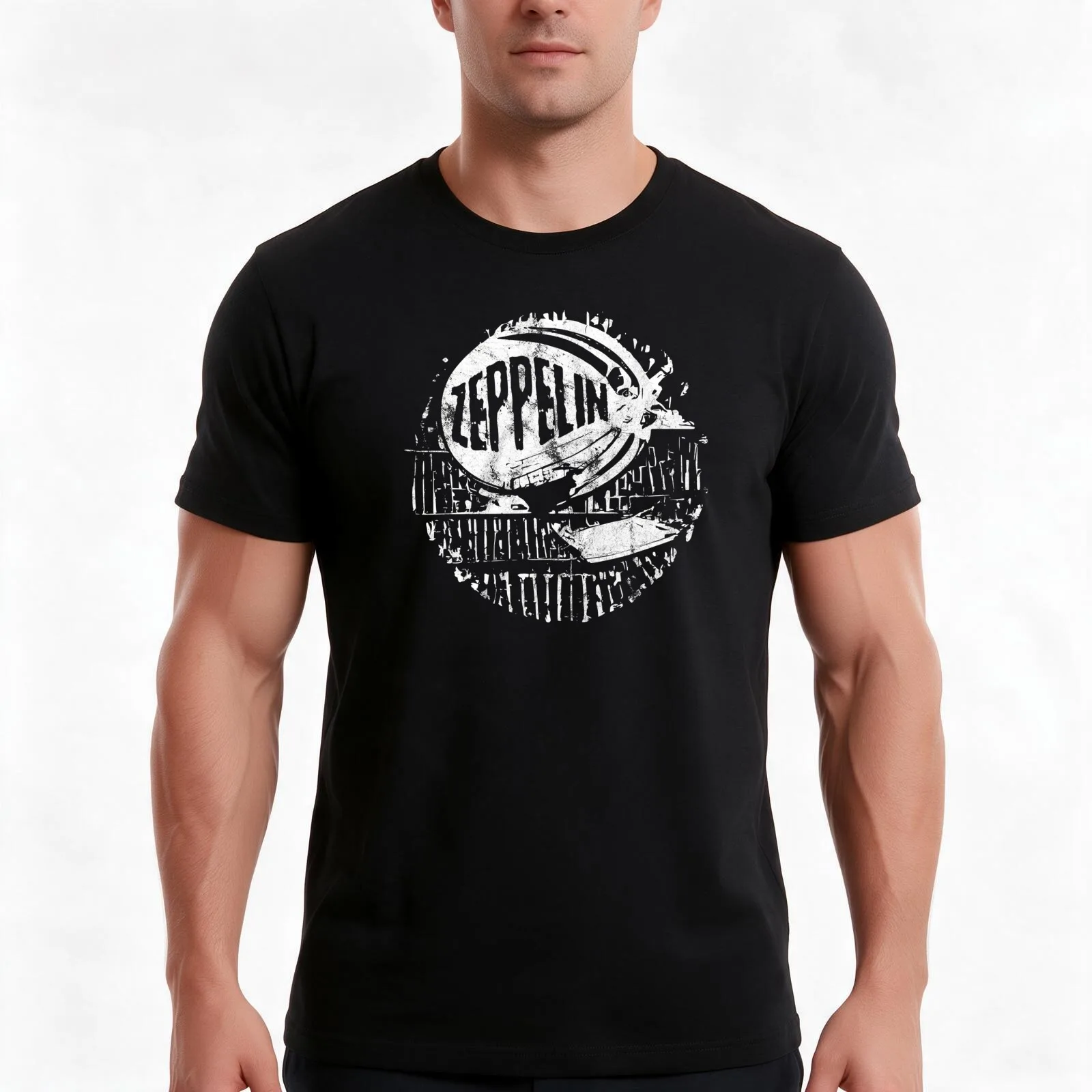 Retro Vintage Zeppelin Airship T-Shirt, Summer Casual Cotton Tee, Oversized Streetwear Tops, Vintage Graphic Print, 100% Cotton