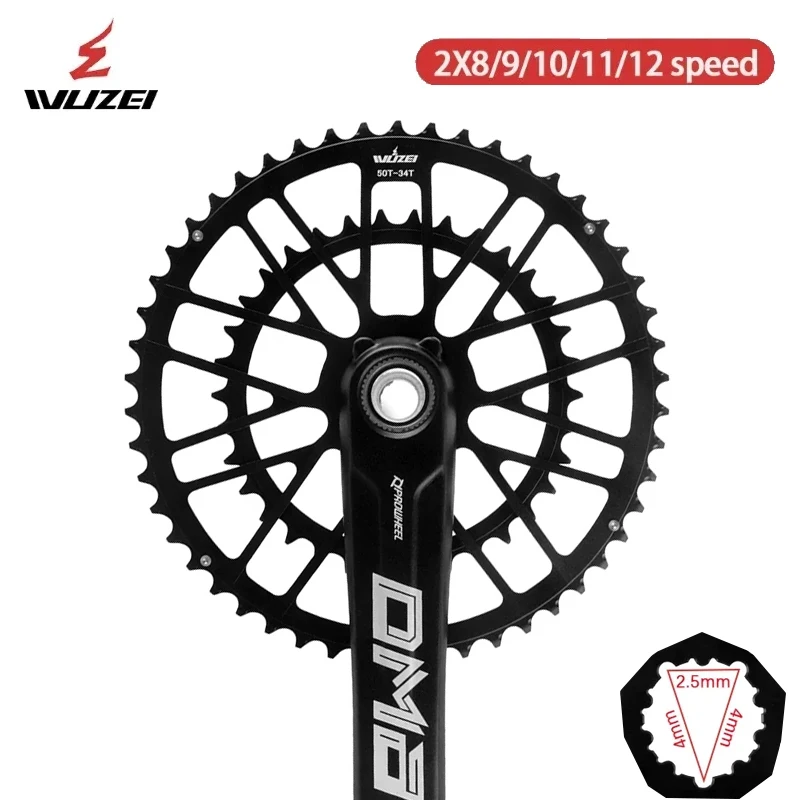 

WUZEI 3-болтовая 2 звездочка для шоссейного велосипеда 8-12S: 46-30T 48-32T 50-34T 52-36T 53-39T для складного гравия и шоссейного велосипеда