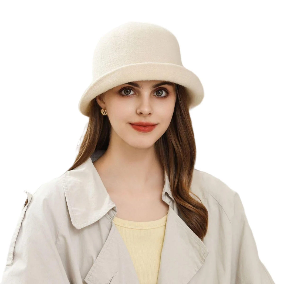 Japanese Crimped Basin Hat Fashion Women\'s Knitted Autumn Winter Spring and Summer Sunshade Top Hat Sunscreen Bucket Hat