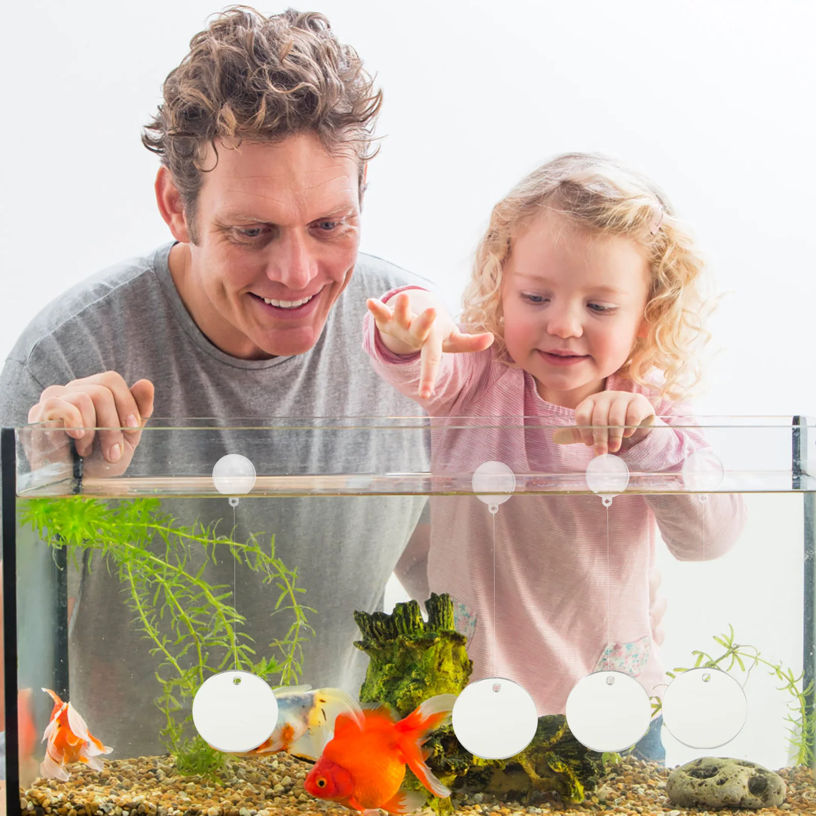 

4Pcs Fish Tank Mirror Safe Betta Decor Compact Floating Acrylic for Training Betta Toys Double Side Pet Supplies