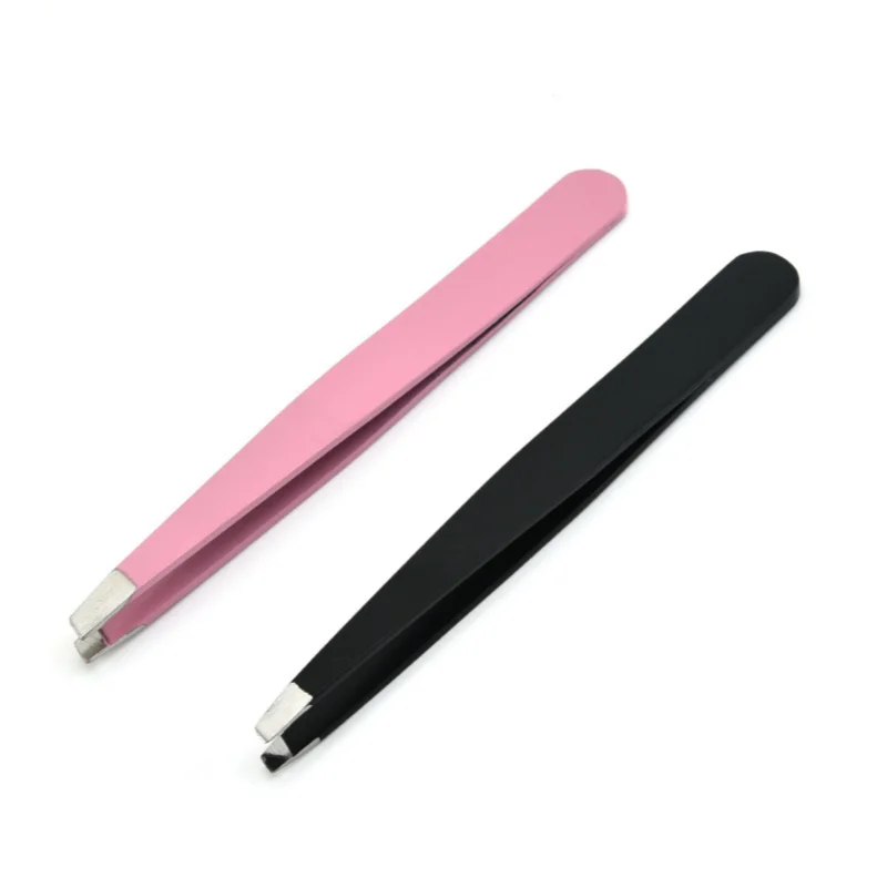 Stainless Steel Eyebrow Tweezers Face Hair Removal Eye Brow Trimmer Eyelash Clip Makeup Beauty Cosmetic Accessories Pink Black