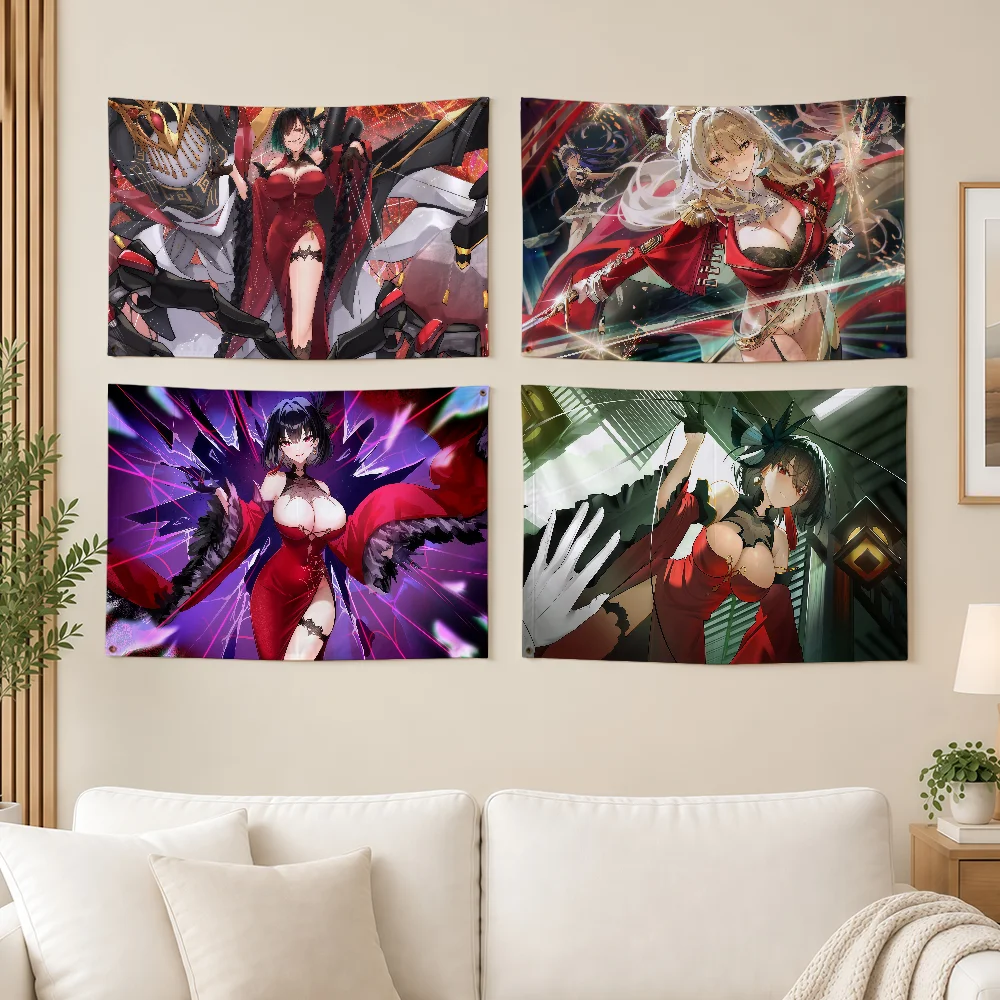Game Azur Lane Chien Wu Flag Durable Outdoor Decoration Indoor Design Patio Festive Classic Pole Wall Room Banner