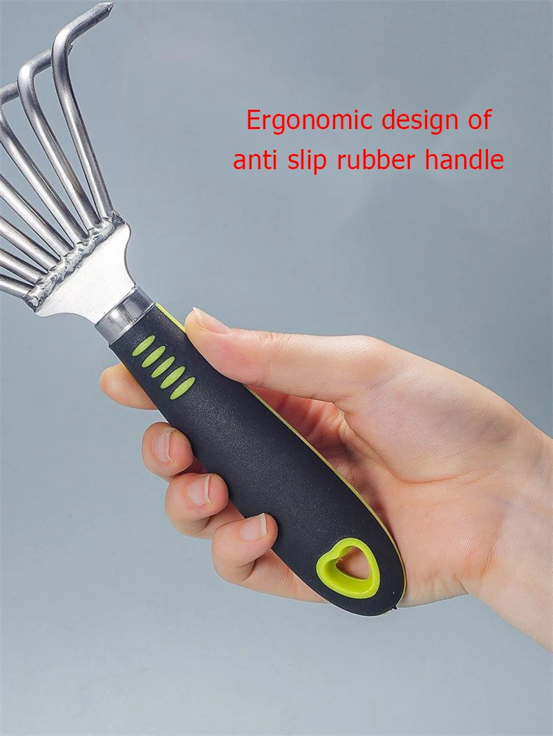 Ganhai Stainless Steel Rake Agricultural Loosing Rake Multi Functional New Outdoor Clam Picking Grass Shell Picking Rake