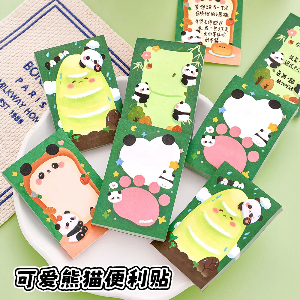 12 Pcs 6*9 cm 50 sheets Panda Memo Pad Notes Student Cartoon Message Sticky NoteBook Girl Heart Can Stick N Times Sticky Note