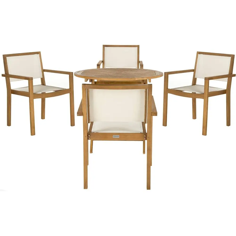 

Outdoor Collection Chante Teak 35.4" Round Table 5 Piece Dining Set