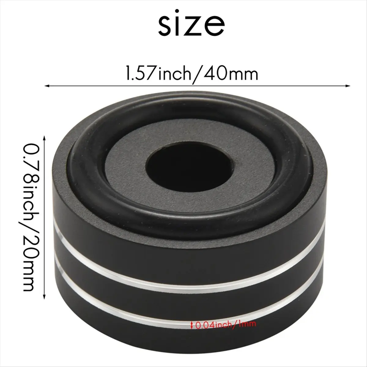 Exquisite- 4Pcs 40X20Mm Aluminum HiFi AMP Speaker Isolation Stand Turntable DAC Feet Pad