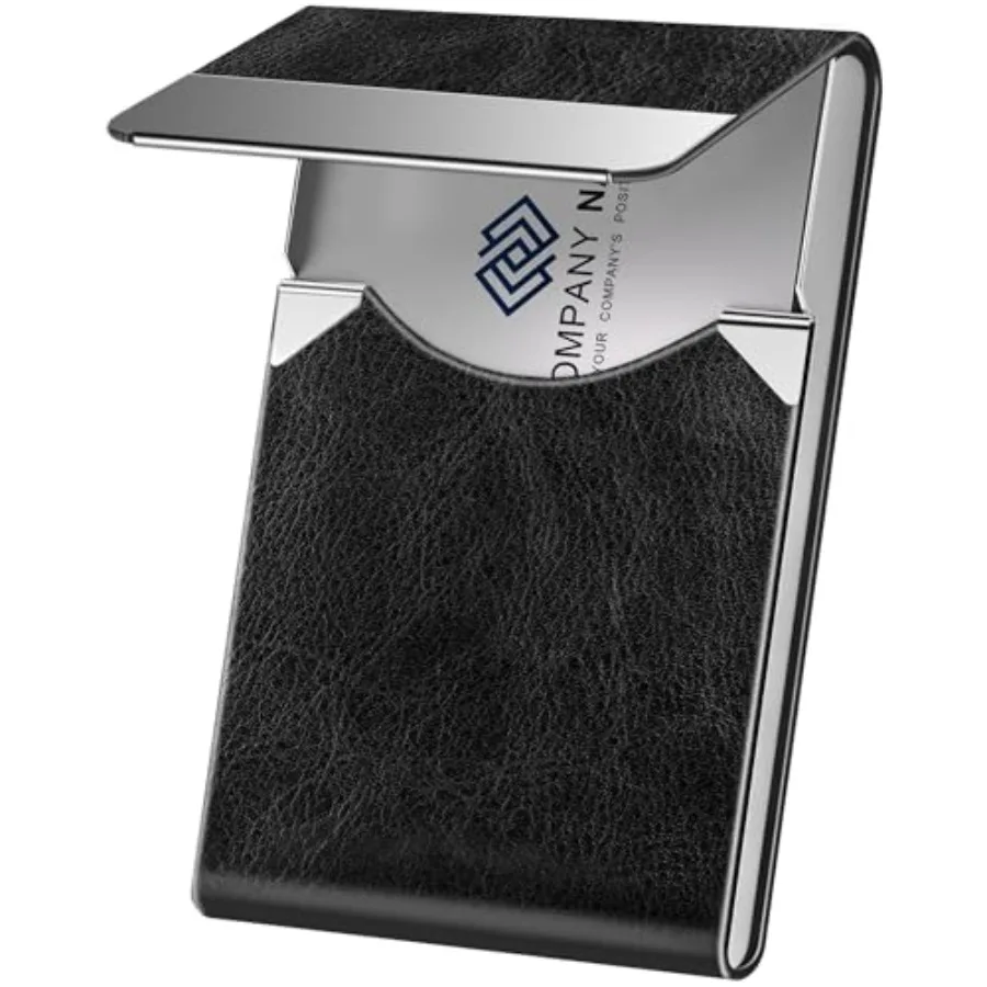 

Business Card Holder for Women or Men Business Card Case with PU Leather and Stainless Steel Slim Metal Case with Magnetic Clos