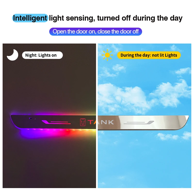 لخزان الجدار العظيم 300 خزان 500 2022 2023 2024 سيارة لاسلكية LED ترحيب دواسة عتبة ضوء الممر جو مصباح