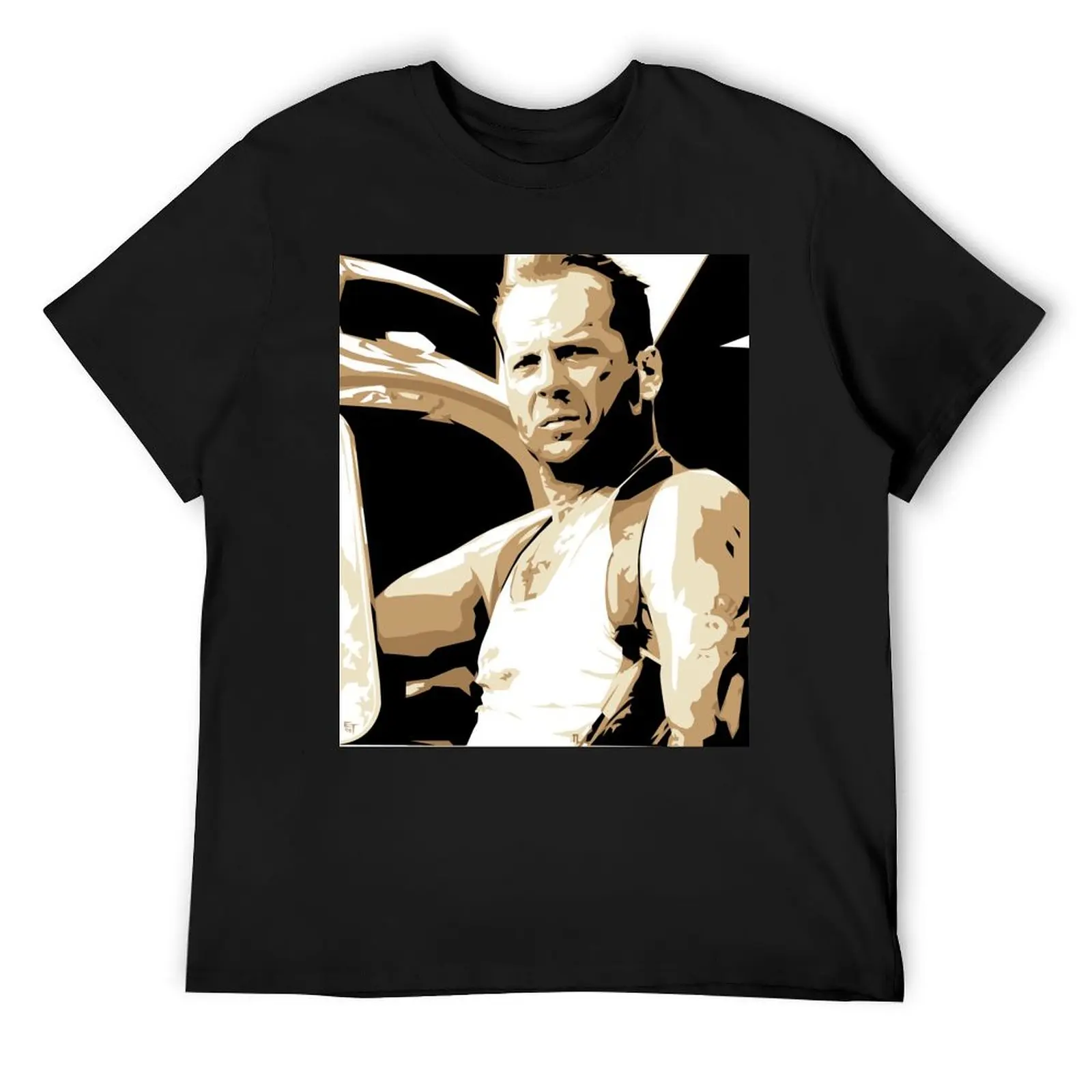 Футболка с векторными иллюстрациями Брюса Уиллиса, рубашки с надписью, летние топы, футболки с рисунком, винтажная рубашка с аниме, мужские футболки