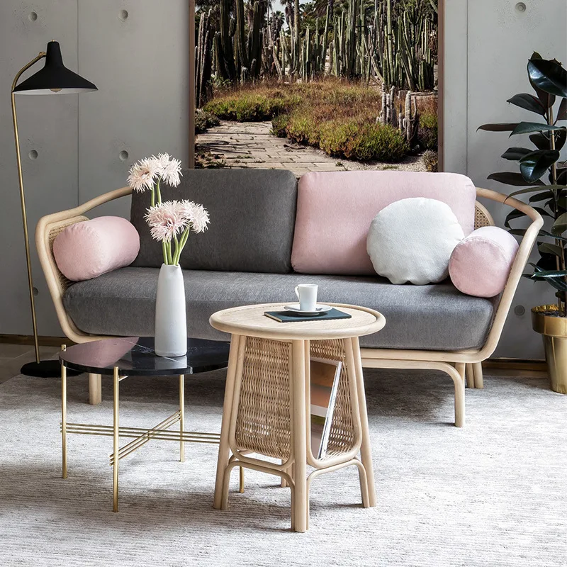 

Natural rattan sofa double triple sun room leisure balcony simple rattan chair