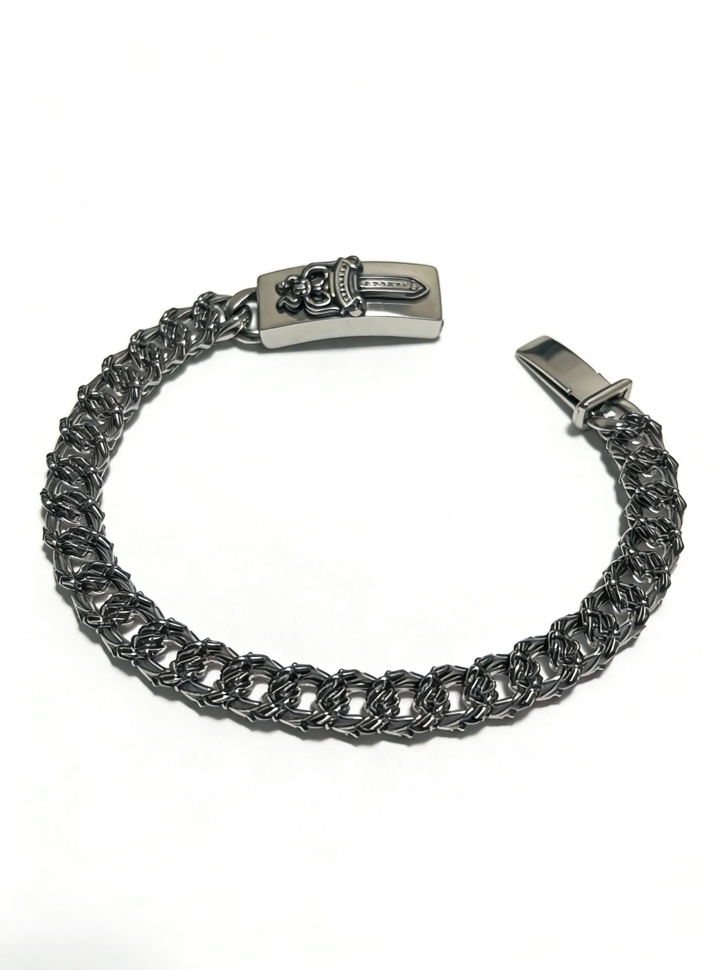 S925 sterling silver retro old sword bracelet simple trend versatile couple European and American personalized hand CH jewelry