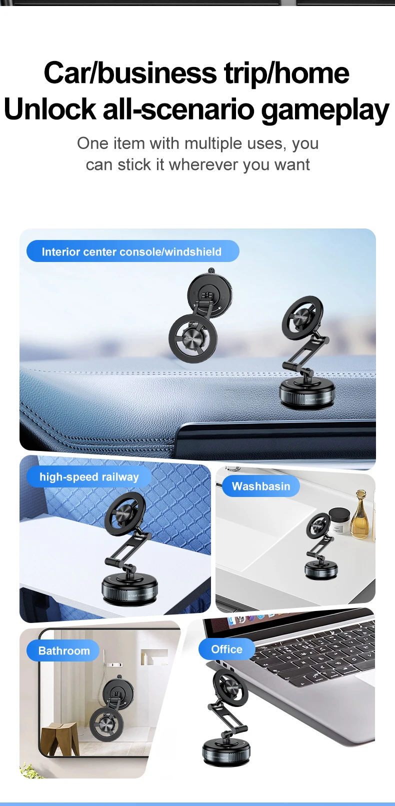 Starker magnetischer Handyständer 720 ° Faltbare runde Halterung für Autohalterung für universelle Telefone, Halterungen im Auto – Detail 10