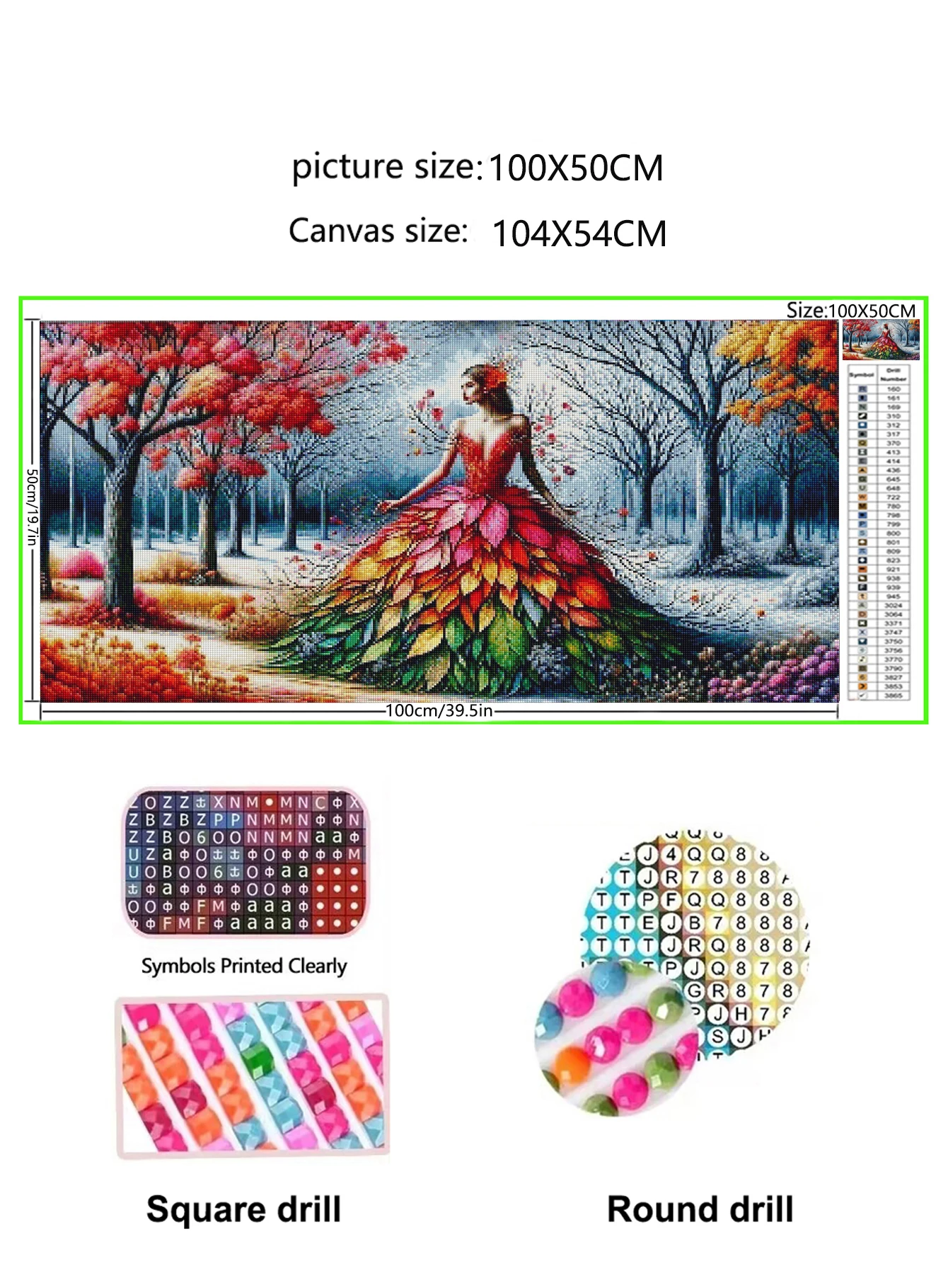 Diy Four Seasons Goddess Diamond Painting Diy Full Diamond Mosaic Surreal Multi Colored Tree Leaves Skirt Portrait Home Decor