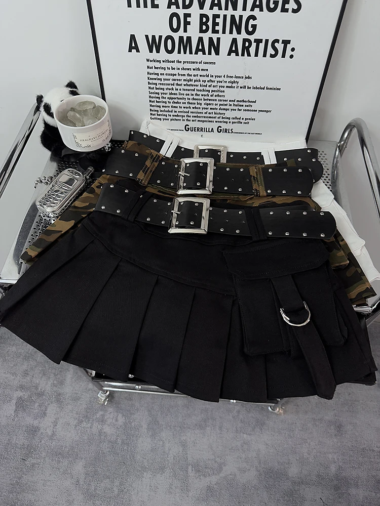 

Spring Summer New Camouflage Skirt Women's Pleated Skirt Workwear Pocket Half Skirt Casual Patchwork Print Color Block