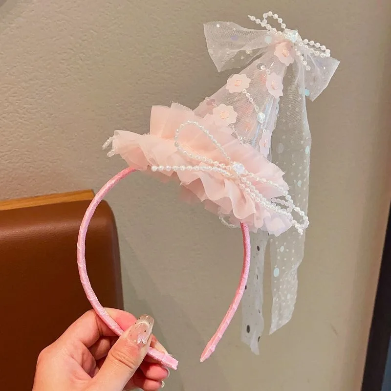 Sweetheart Party~Cherry Cake Hat Lace Hair Clip Girls Birthday Photo Creative Hairband Cute Kids