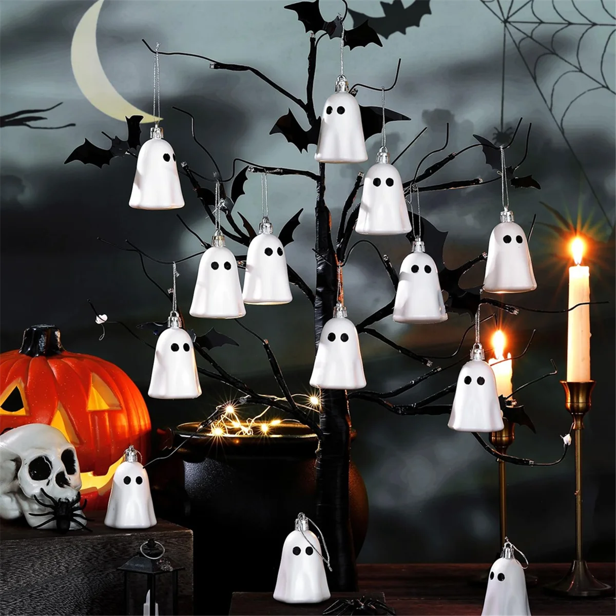 ABJY 6 pièces ornements fantômes mignons, décoration fantômes Halloween ornement fantôme effrayant pour jardin Patio pelouse cour maison voiture décor