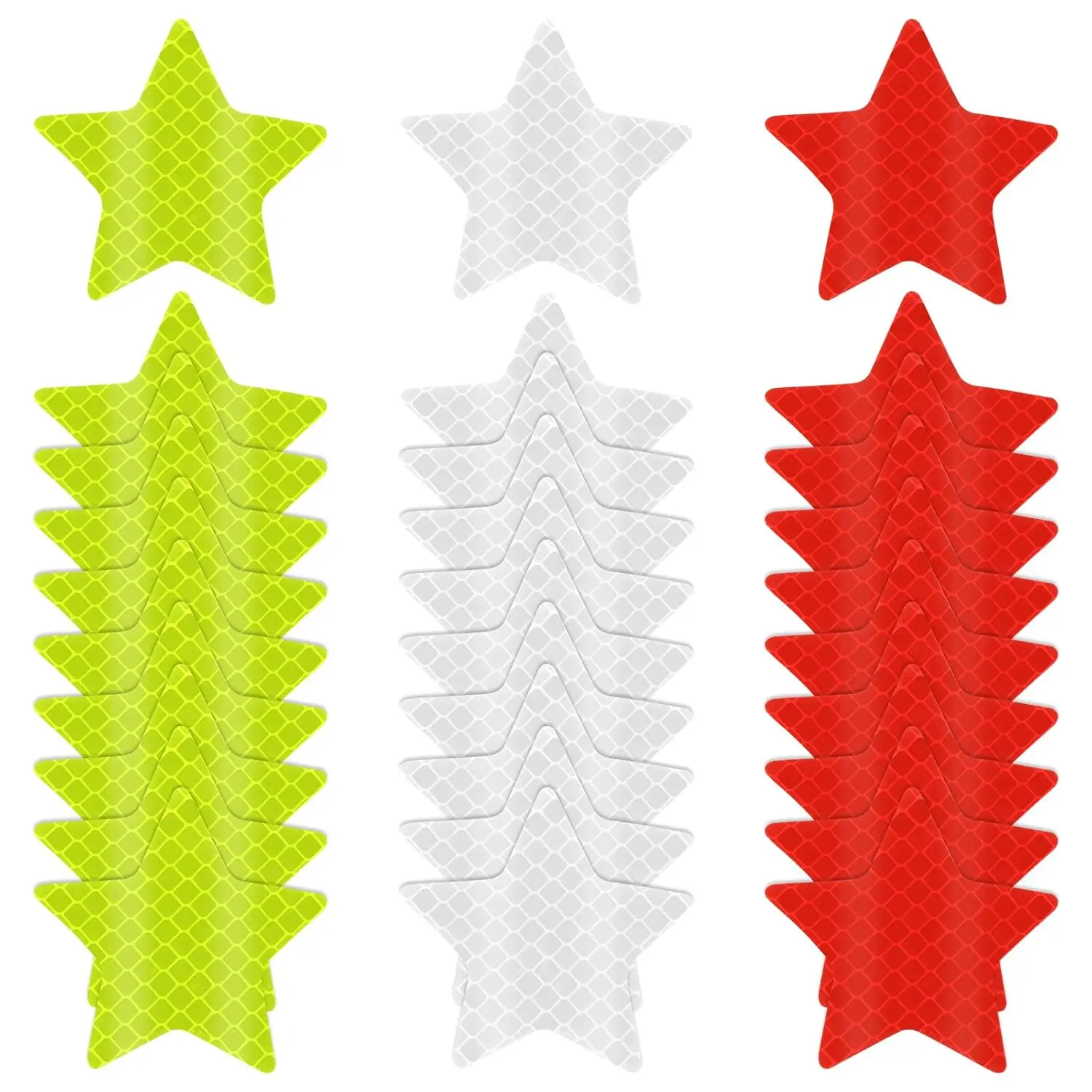 

30Pcs Reflective Safety Stickers, Waterproof for Vehicles, Bicycles, Motorcycles, Clothing - 3 Colors