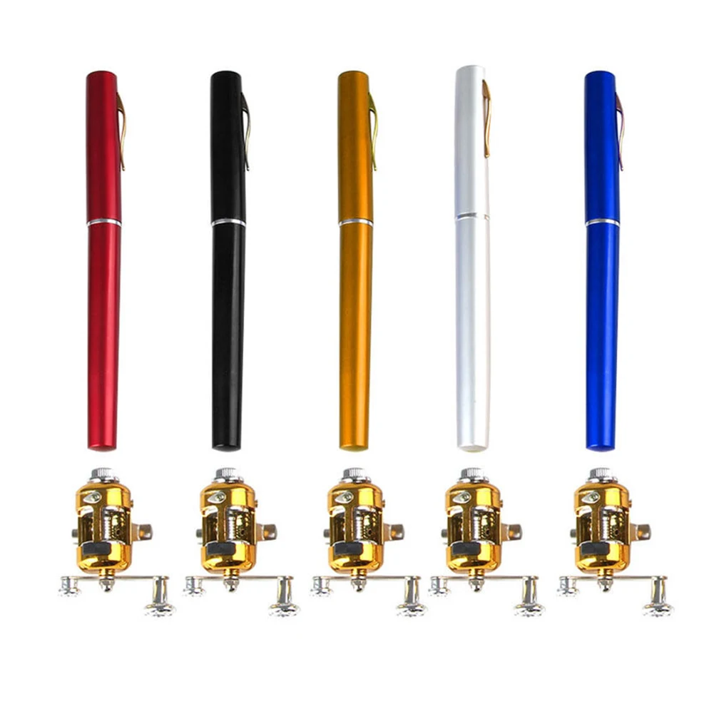 

Outdoor Portable Pocket Telescopic Mini Fishing Pole Pen Shape Folded Fishing Rod With Reel Wheel Fishing Accessories