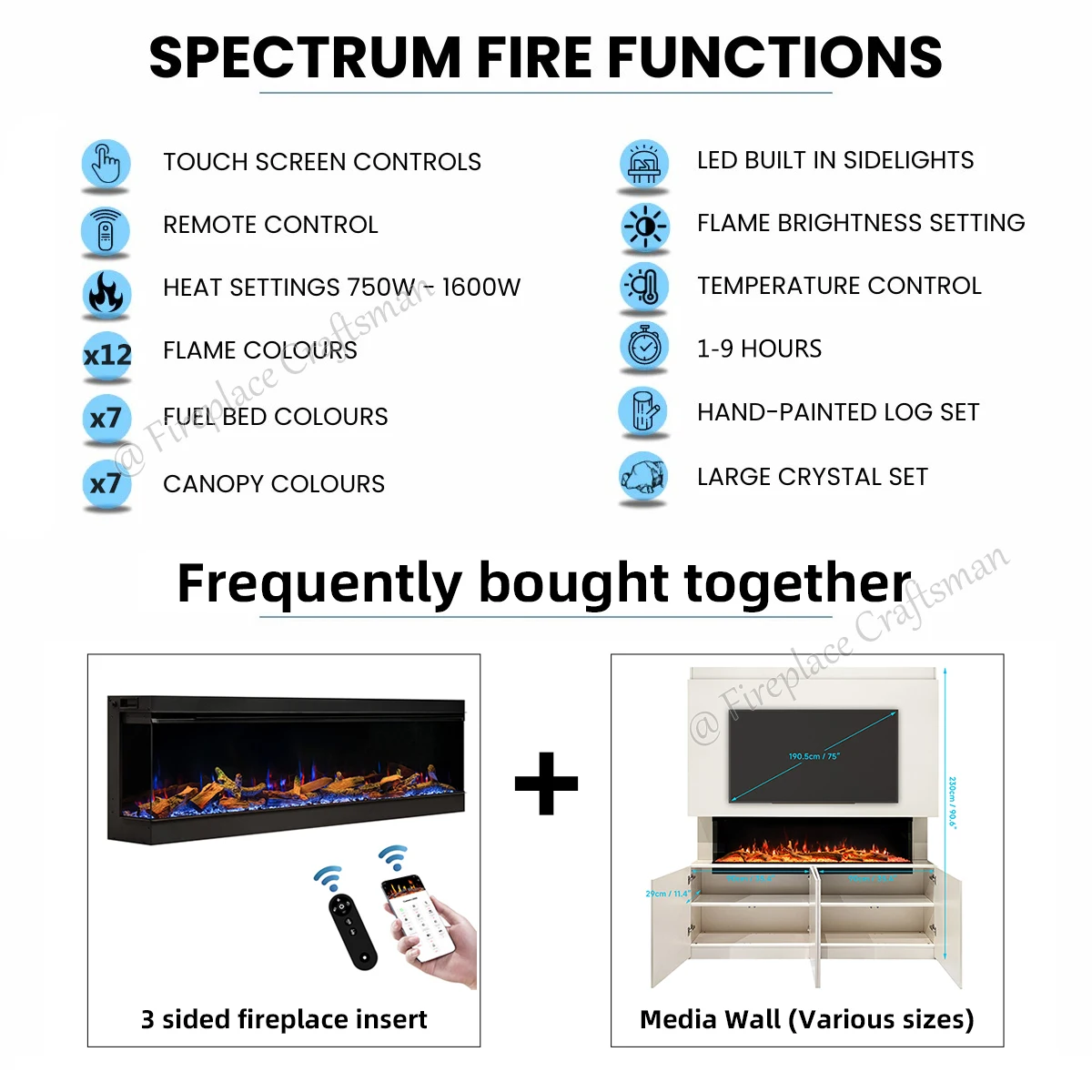 Media Wall Holographic 3-Sided Glass Linear Digital Kamin Fireplace Electric Wall Mounted Decorative LED Fireplace