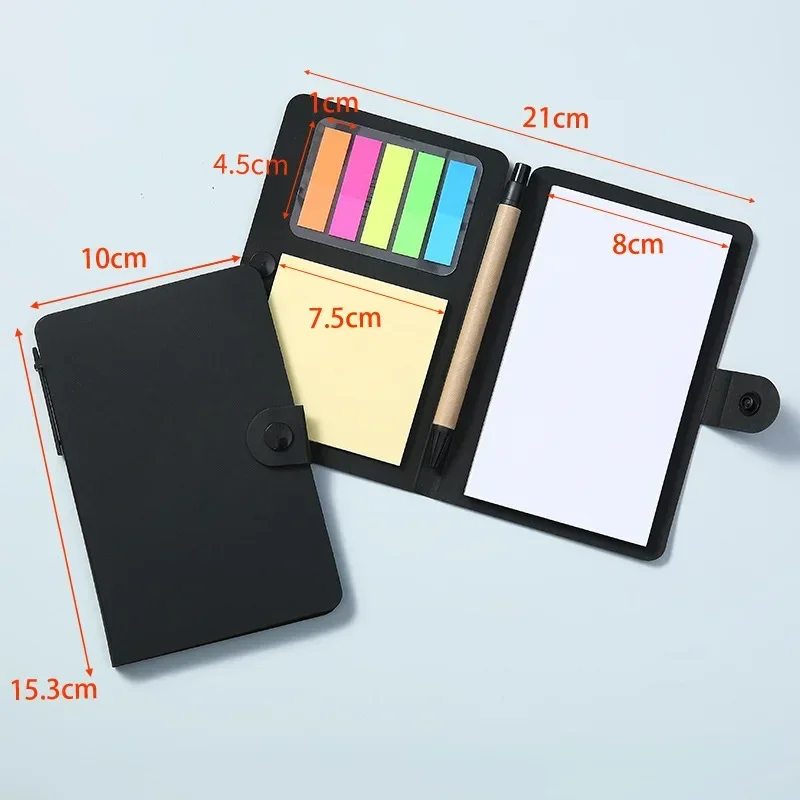 Bloc-notes en papier kraft transparent avec stylo déchirable, bouton de note collante simple