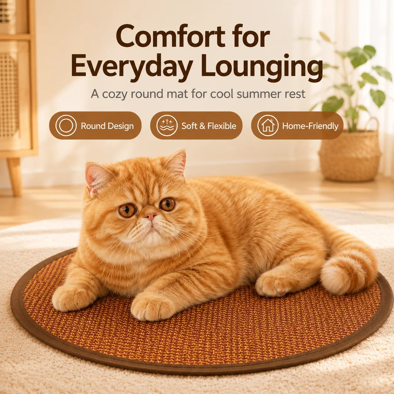 Dog Cooling Mat for Small Dogs Round Woven Summer Pet Pad