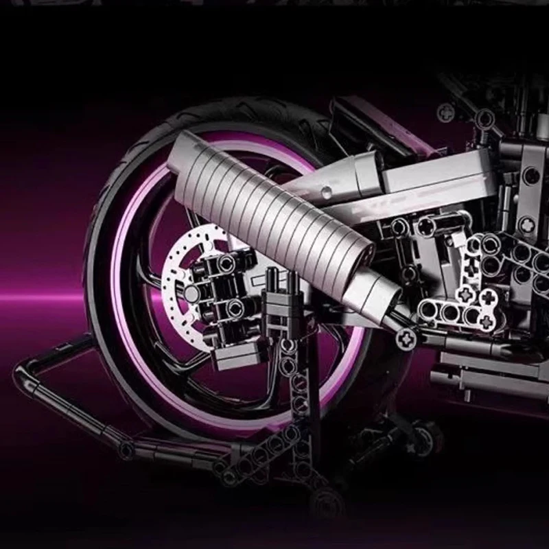 Technische MOC Roze Motor 1000RR Bouwstenen Model Voertuig Monteren Bricks Motorcycle Racewagen Speelgoed Cadeau Voor Kinderen Volwassen