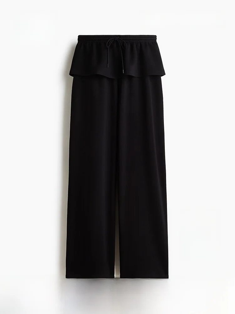 

H&M Summer New Women's Air Layer Fabric Outer Cover Skirt Pants High Waist Wide Leg Casual Trousers Ladies Polyester Blend
