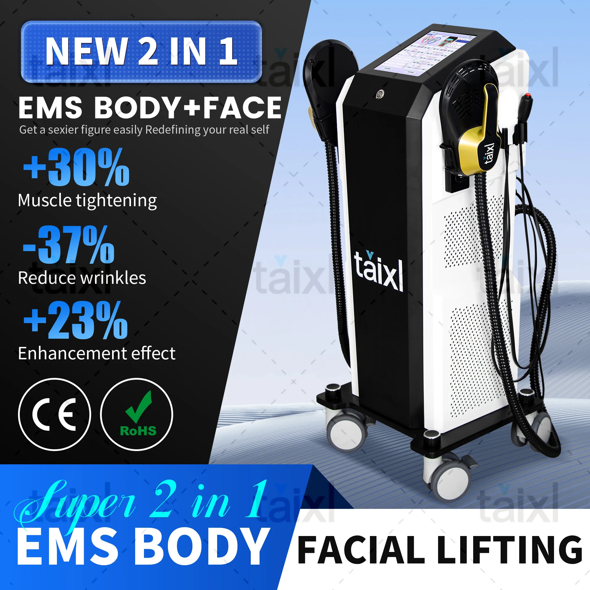 

Professional 2 in 1 EMS Machine Face Body RF Lifting Muscle Stimulator Fat Burning Body Sculpt Beauty Equipment Neo Technology
