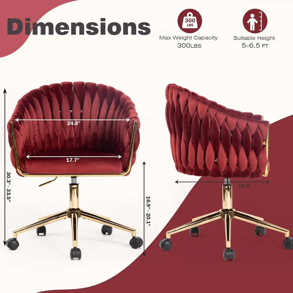 Velvet Office Chair, Vanity Chairs with Wheels, 360° Swivel Velvet Home Office Desk Chair, Accent Chair Makeup Vanity Chair or B