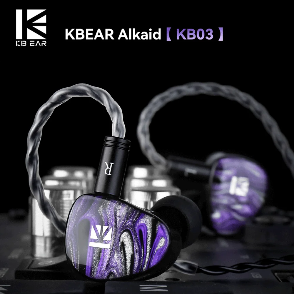 سماعة أذن KBEAR Alklad KB03 HIFI ترقية نولز المحرك المتوازن داخل الأذن IEMs 1DD + 1BA + 1 سماعة رأس هجينة من الراتنج