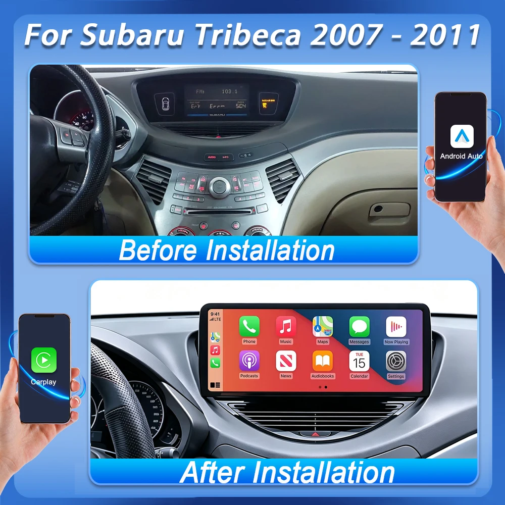 12.3 inch For Subaru Tribeca 2007 2008 2009 2010 2011 Android 16 Carplay Car Radio Stereo Screen Multimedia Player GPS Navigatio