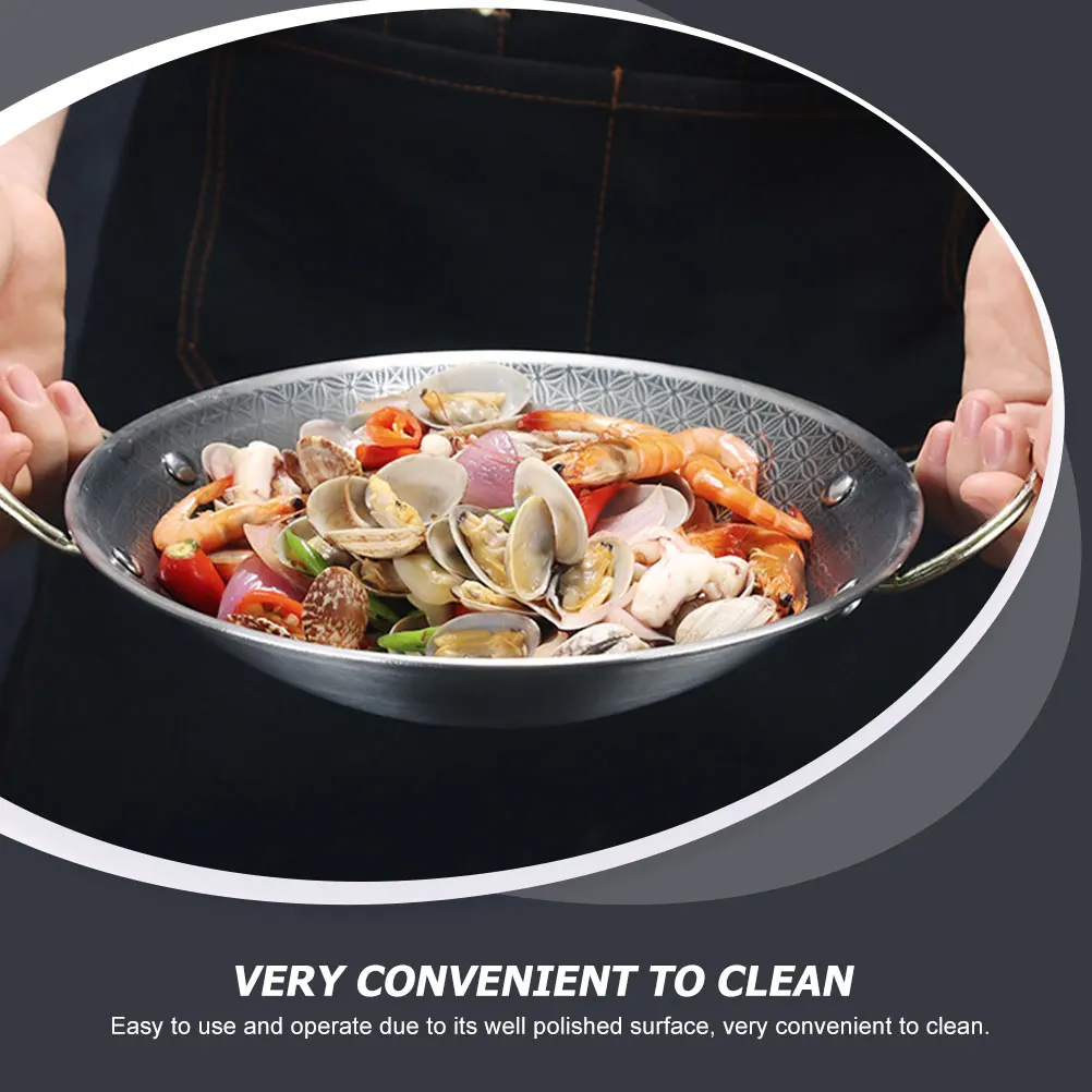 

Stainless Steel Double Handle Cooking Pot Kitchen Hot Pan Home Cookware Wear Resistant Multi-Function Paella Pan For