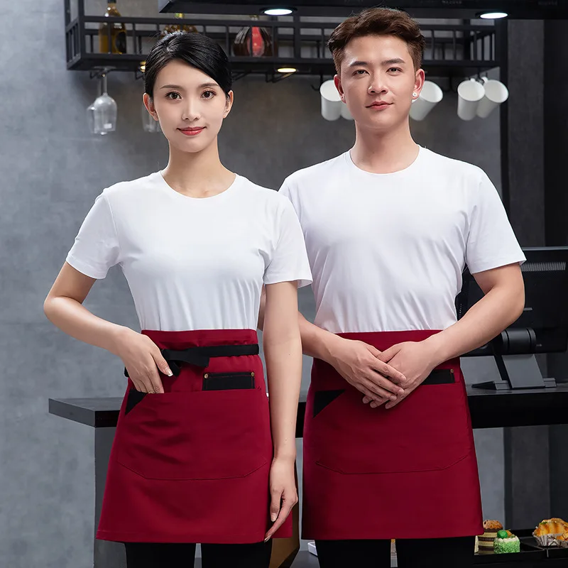 C823 Half-length Apron Hotel Cafe Waiter Men's and Women's Kitchen Half-waist Overalls Painting Apron Manicure Wear