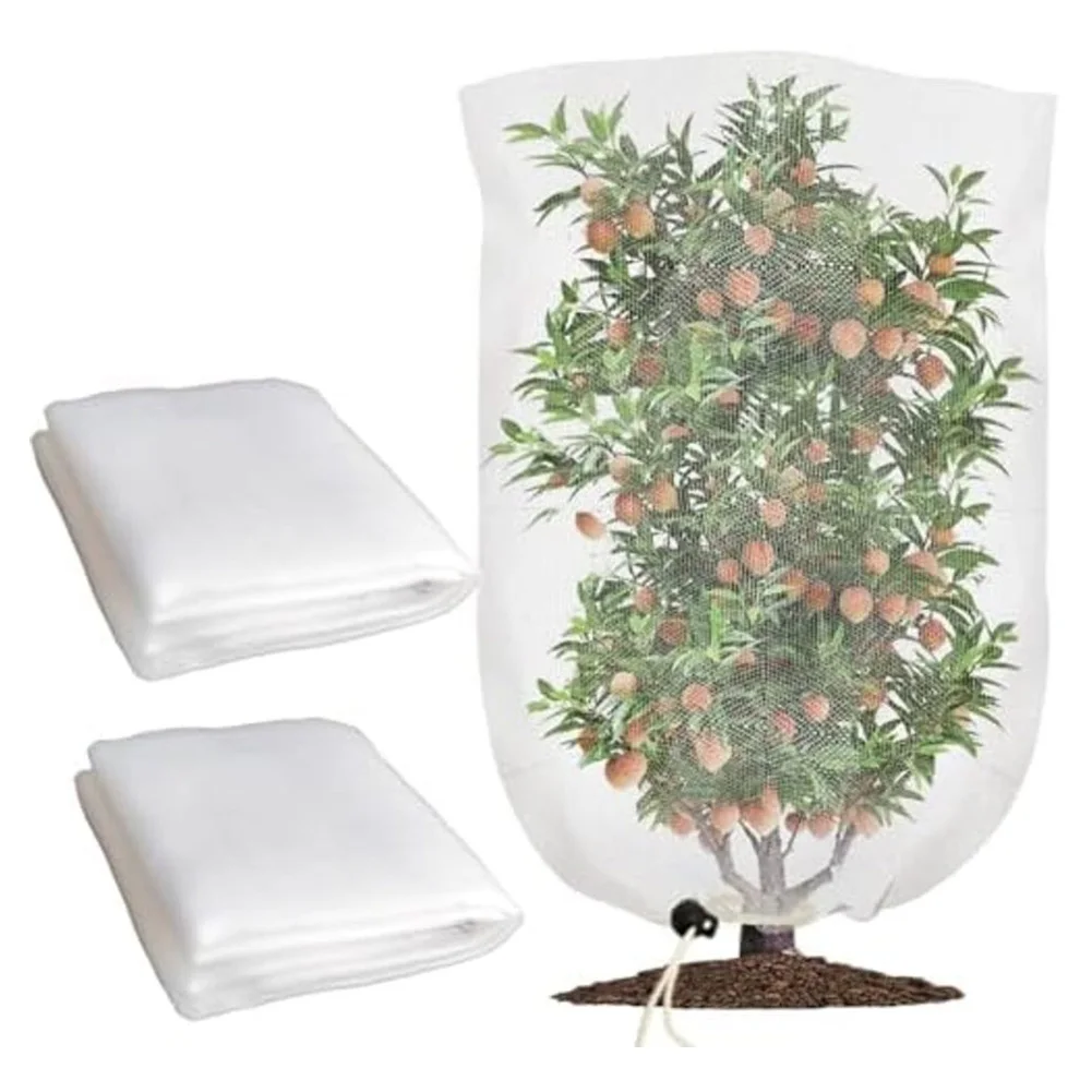 2pcs Nylon Mesh Plant Netting Bags With Drawstring For Vegetable Fruit Tree Bird Barrier Pest Control Garden Accessories