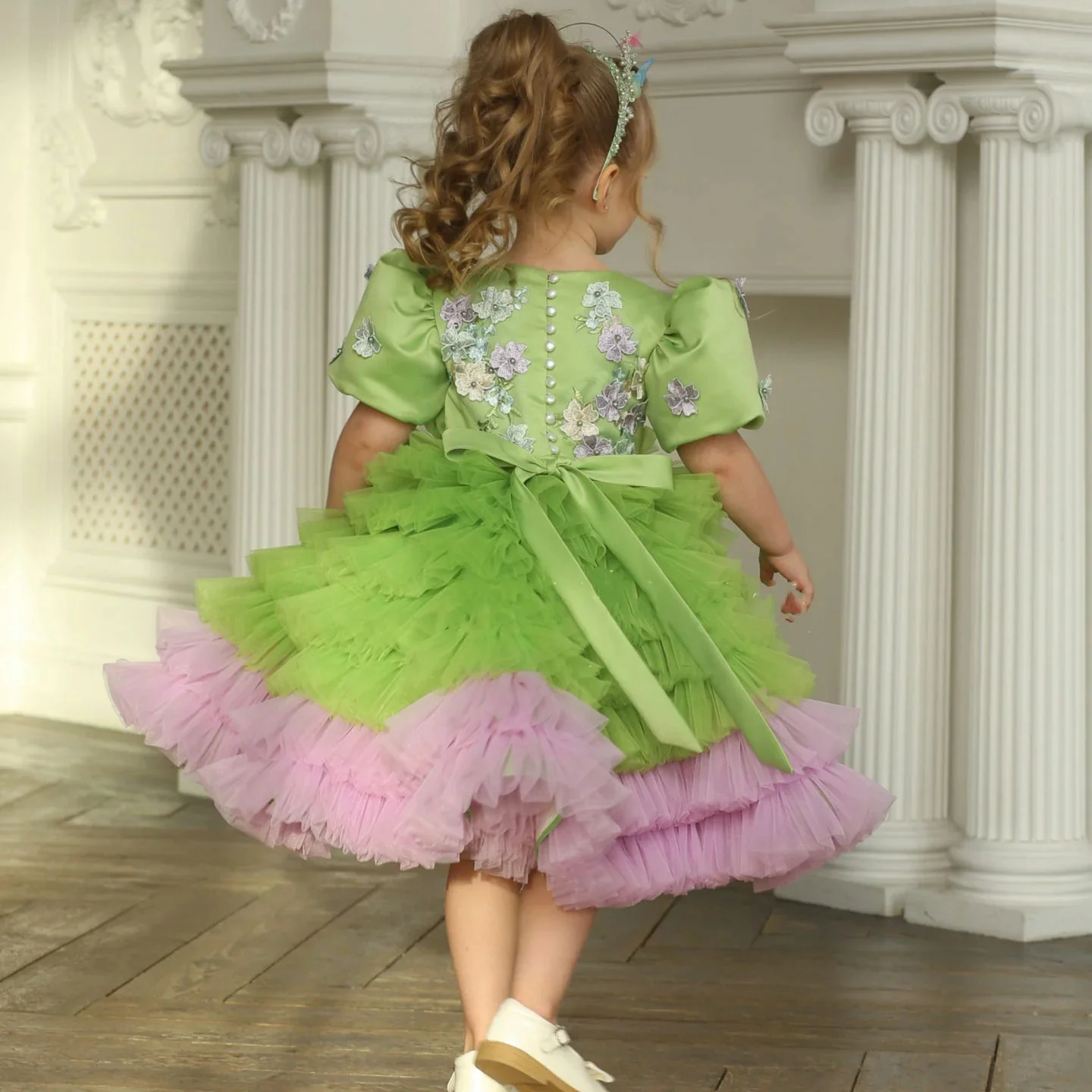 Green Flower Girl Dresses for Wedding Customized Colorful Little Kids Birthday Party Dresses First Communion Dress