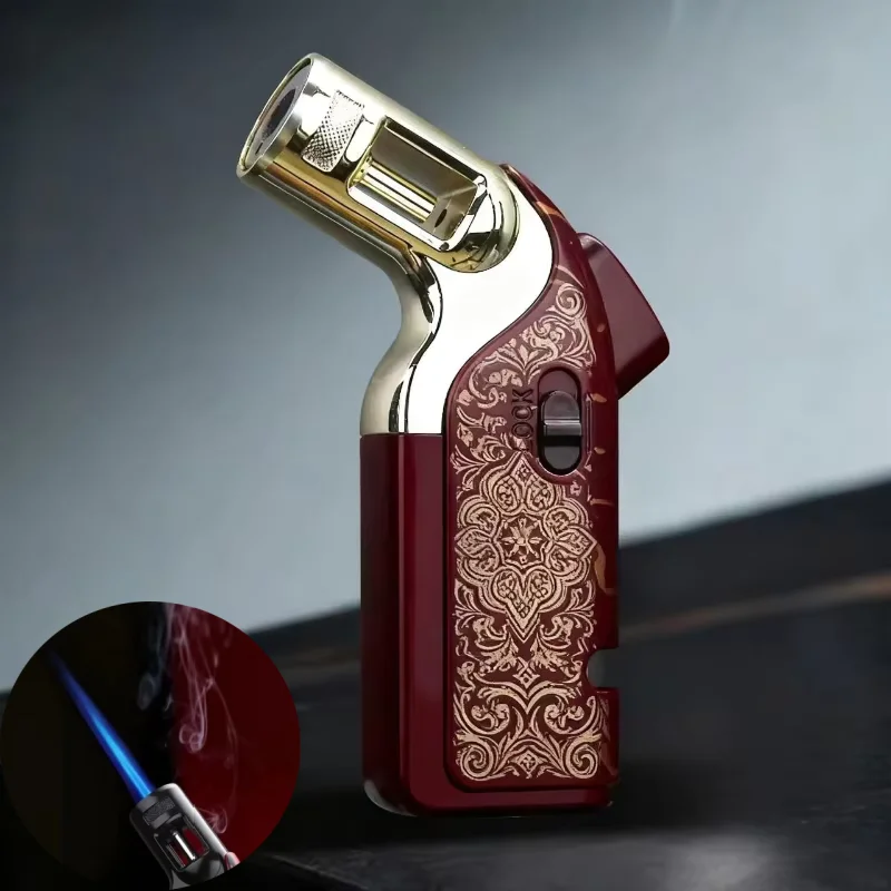 Honest Windproof Metal Inflatable Lighter Powerful Firepower Direct Blue Flame Cigar Igniter Men's Ignition Tool Men's Gifft