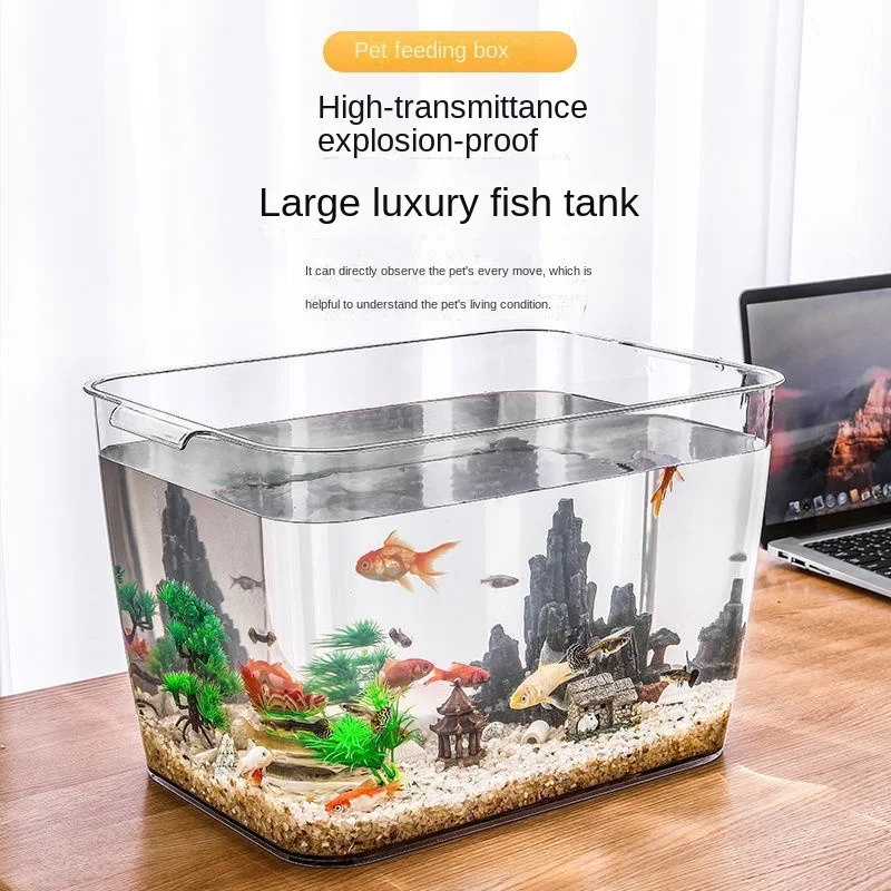 PET Aquarium Box Plastics Ultra-white Organic Glass Explosion-proof Fish Tank Tabletop Small Ecological Water Tank