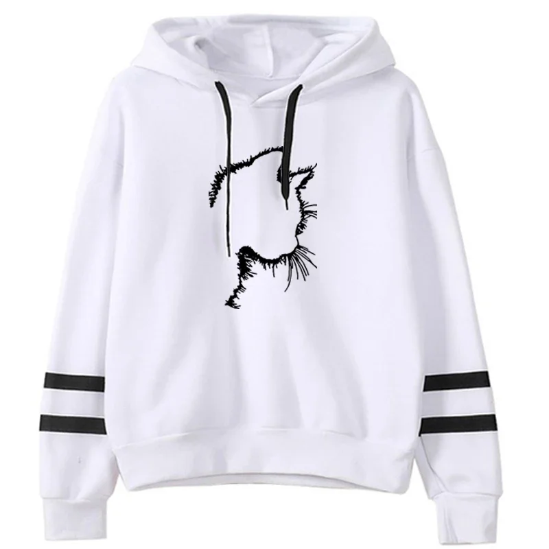 Jogging Sweatshirts Slim Fit Hoodies Soft Woman Clothing Casual Pullovers Lazy Style Daily Striped 2024 New Versatile Women's