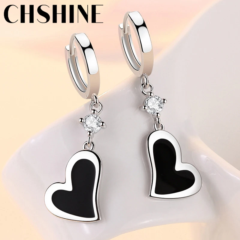 CHSHINE-pendientes de plata de ley 925 con forma de corazón para mujer, joyería de moda para boda, cena y fiesta