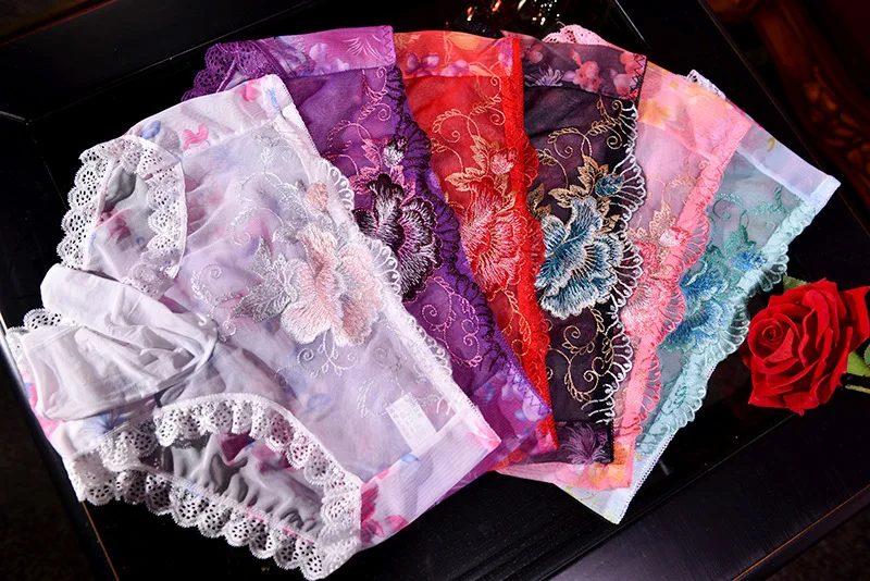 Men\'s Sexy Lace Low Waist Breathable Briefs Lingerie Pouch Panties Underwear Sissy Panties Open Sheath Peni Underpants