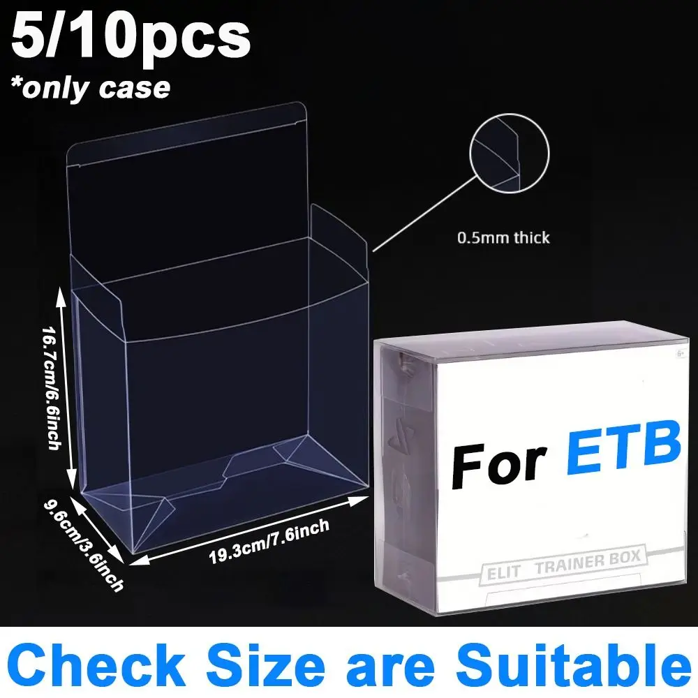 5/10 pièces 360 °   Étuis de protection en plastique à vue claire, anti-rayures, Anti-poussière, stockage de cartes de jeu, 0.5mm d'épaisseur pour boîte d'entraînement ETB Elit