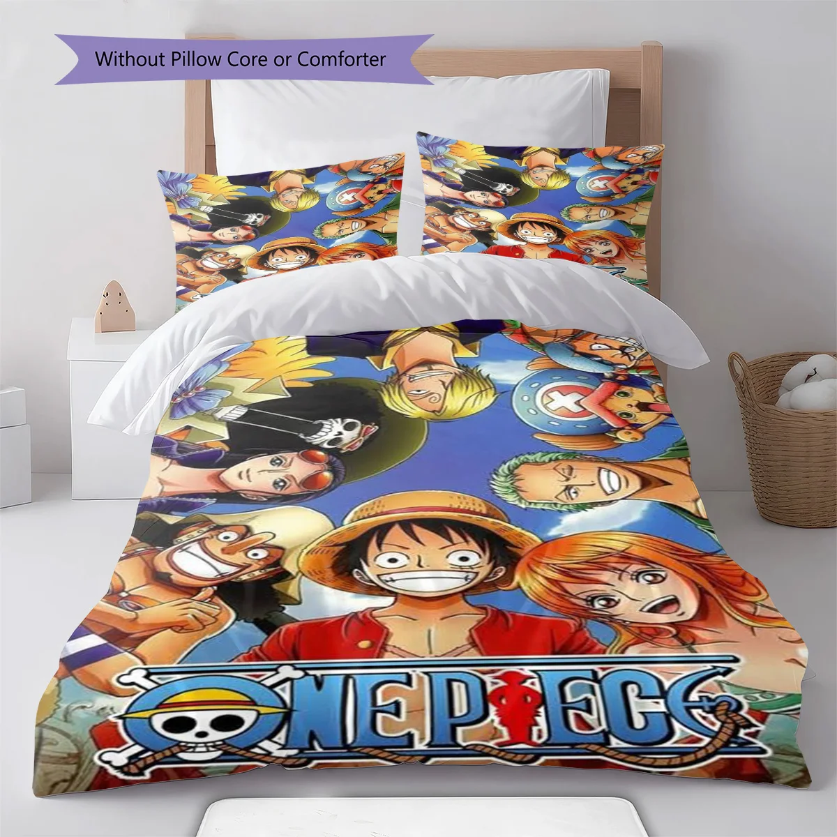 One Piece Luffy Close Up Pose Bedding Set Anime Duvet Cover Polyester Soft Bed Linen Set -QJY