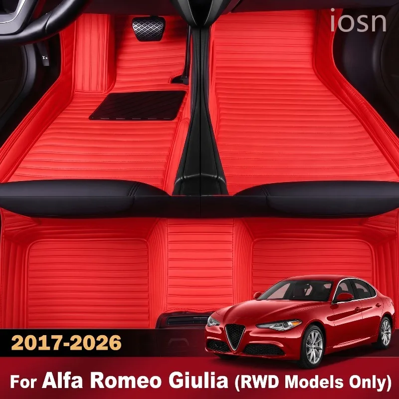 

Car Floor Mats for Alfa Romeo Giulia 2017-2026 RWD Models Only Full Cover Custom Waterproof Carpets Auto Interior Accessories