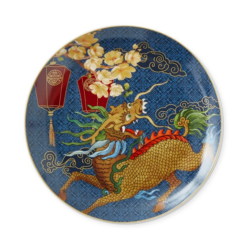 Chines Style Luxury High-grade Ceramic Dragon and Phoenix Plate Fruit Plate Home Dish Plate Decorative Plate Dishes  Plates Set