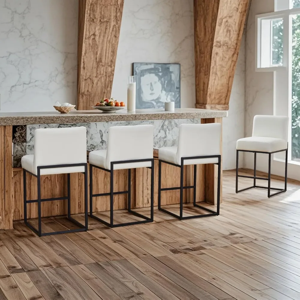 

Luxury 26" Counter Height Bar Stools Set of 4 – Modern PU Leather Kitchen Bar Stools with Backs, Stylish Bar Chairs