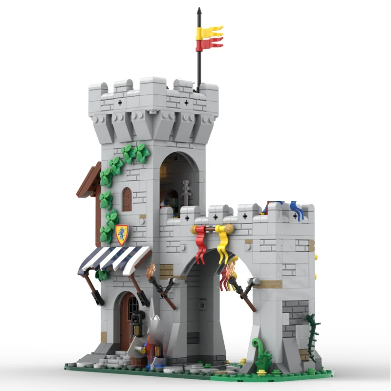 755PCS MOC Medieval Castle Building Block Model Lion Knight's Modular Town Gate Technical Brick DIY Toy For Child Holiday Gifts