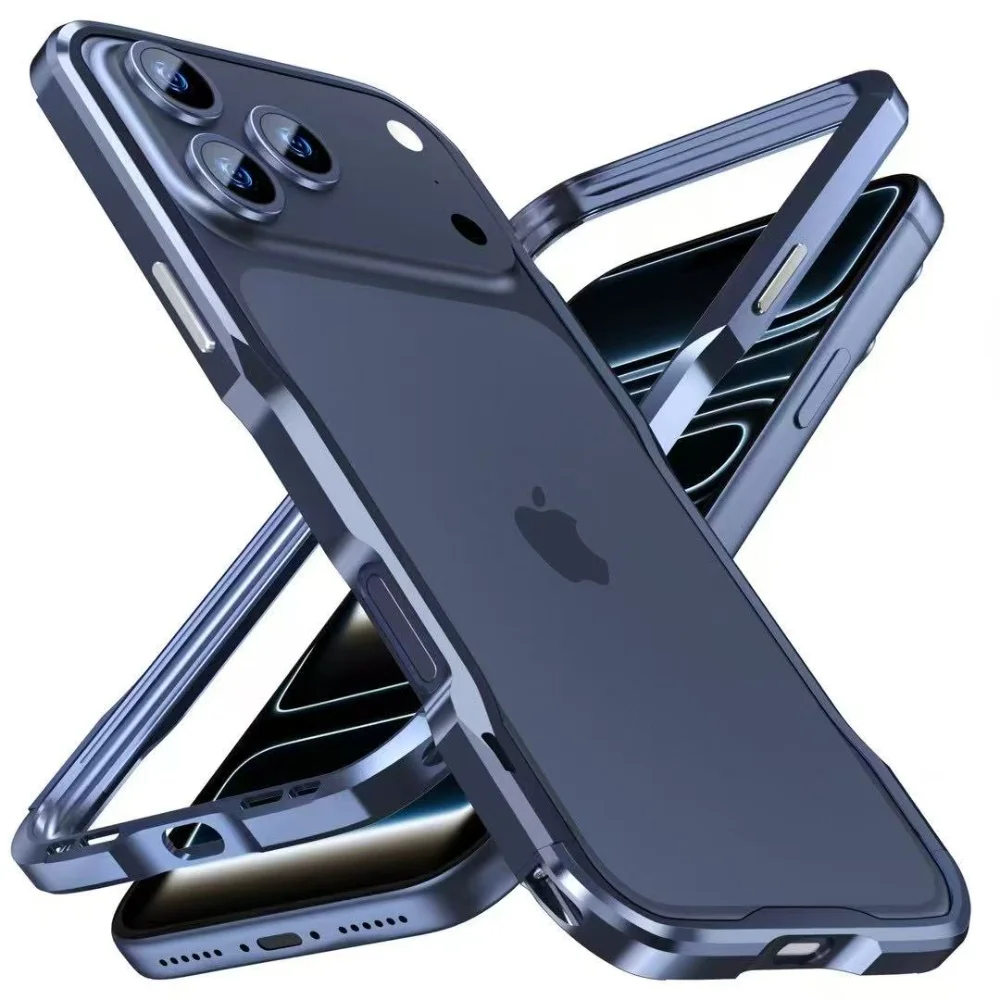 Металлический бампер-чехол Luphie из авиационного алюминия для iPhone 17 Pro, 16, 15, 14 Pro Max, 13, 12, 11, SE – Роскошная защитная накладка