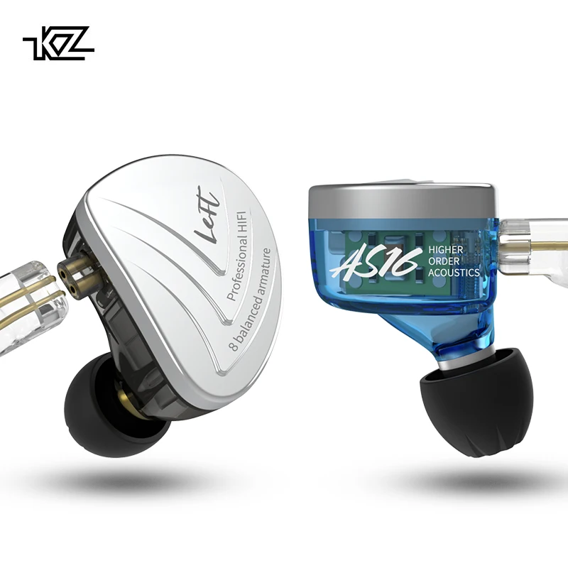 KZ AS16 Headset 16BA Balanced Armature Units HIFI Bass In Ear Monitor Earphones Noise Cancelling Earbuds Headphones ZS10 Pro ZST