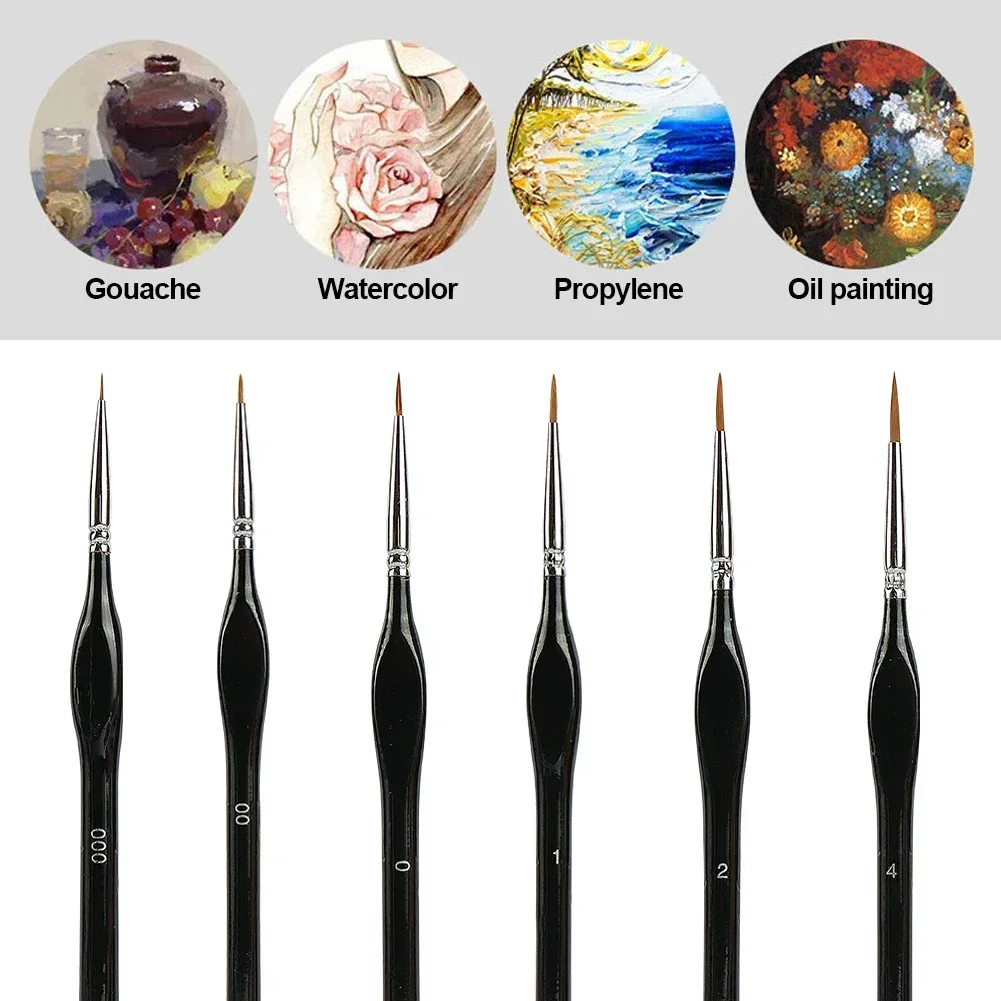 مجموعة فرش طلاء الشعر الاحترافية مكونة من 6/7 قطع - فرش فنية مصغرة لرسم فرشاة الرسم الزيتي الغواش لوازم فنية